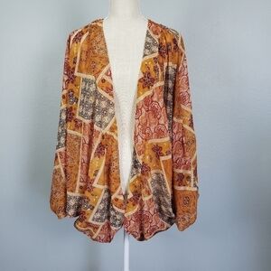 NIKKI ERIN Batwing Paisley Shawl Lightweight Flowy Sz L/XL Lagenlook Boho Airy